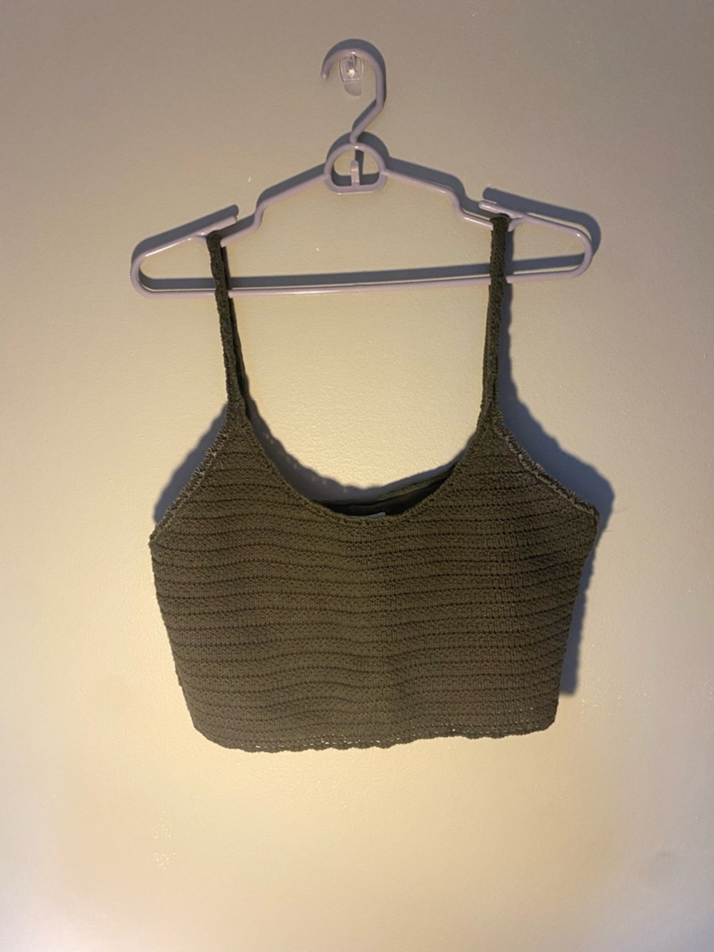 aerie Dark Olive Green Cropped Knit Tank